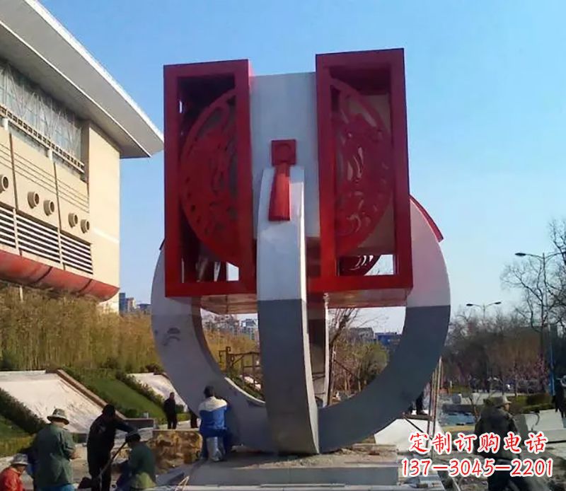张家口不锈钢圆环雕塑象征着永恒的美