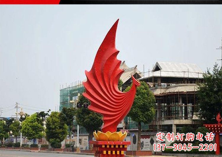 张家口城市的至高象征——不锈钢凤凰雕塑