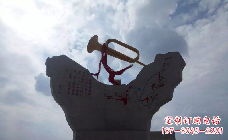 张家口革命烈士冲锋号雕塑让革命历史长存