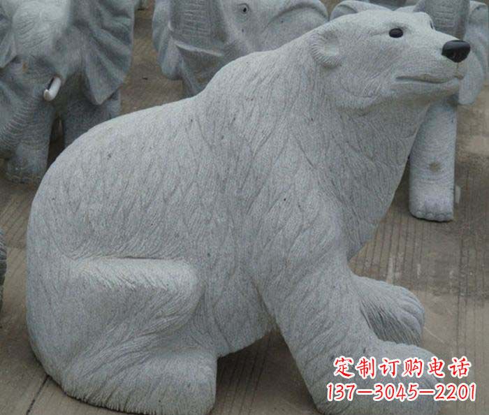 张家口精美大理石雕刻的北极熊