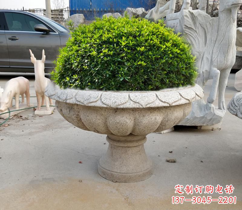 张家口优雅大理石花盆雕塑