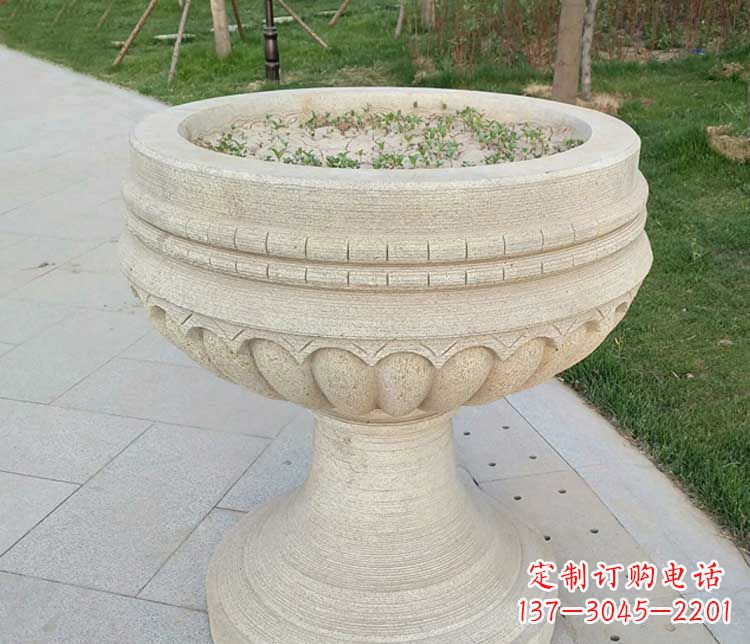 张家口大理石花盆石雕
