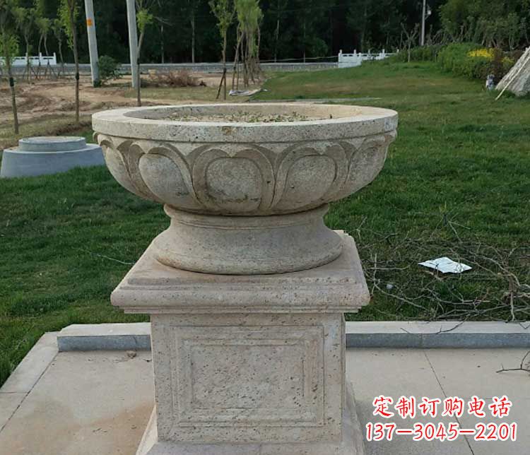 张家口大理石花盆石雕