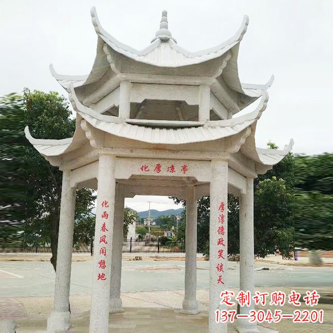 张家口大理石凉亭双层雕塑