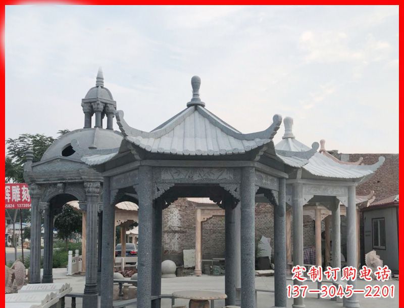 张家口六角凉亭石雕