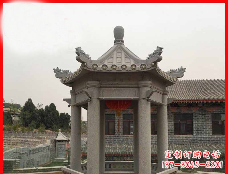 张家口大理石六角凉亭石雕