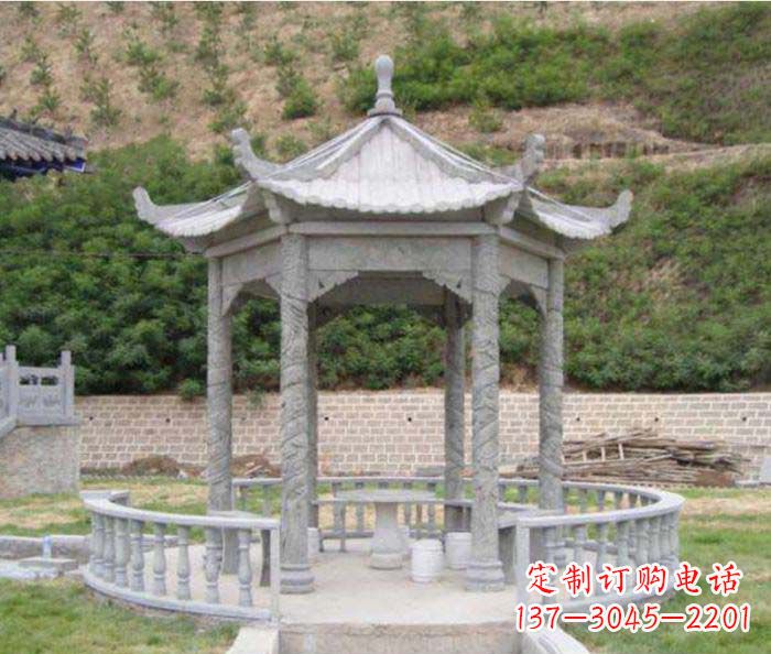 张家口大理石六角石雕凉亭