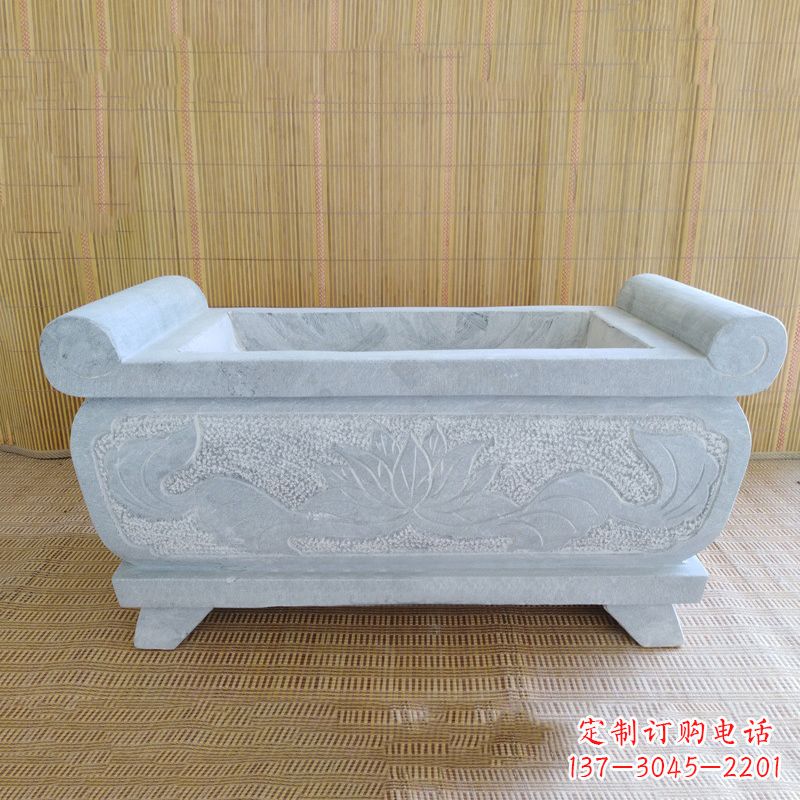张家口精美大理石石雕香炉雕塑