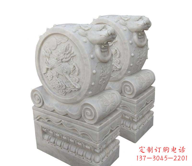 张家口大理石狮子头门墩雕塑