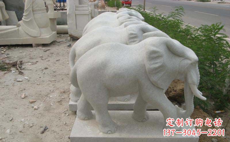 张家口大理石小象公园动物石雕