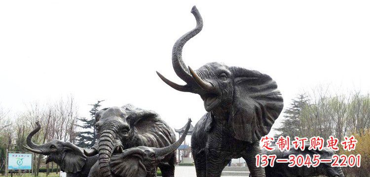 张家口大象群铜雕景观