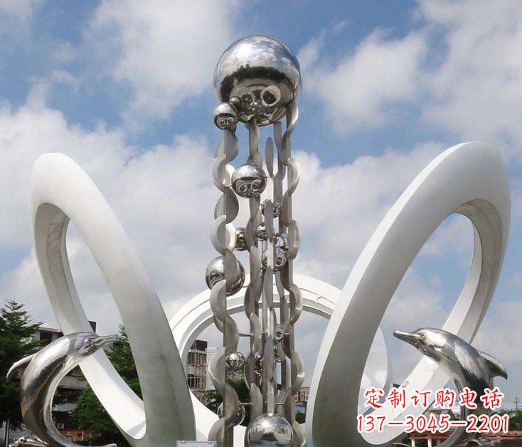 张家口精致不锈钢海豚雕塑