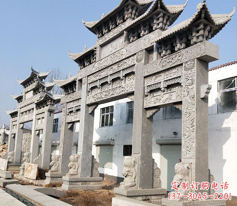 张家口五门仿古牌坊石雕