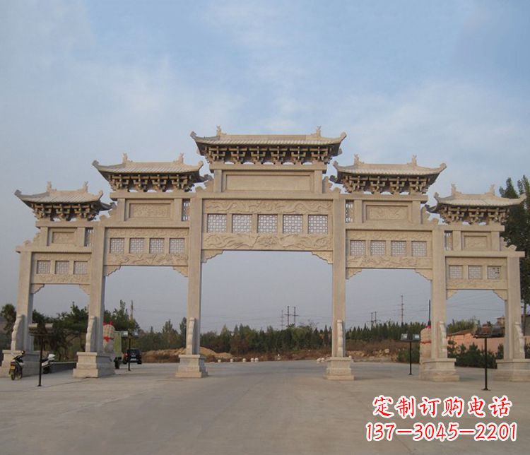 张家口大型五门牌坊石雕精美雕塑