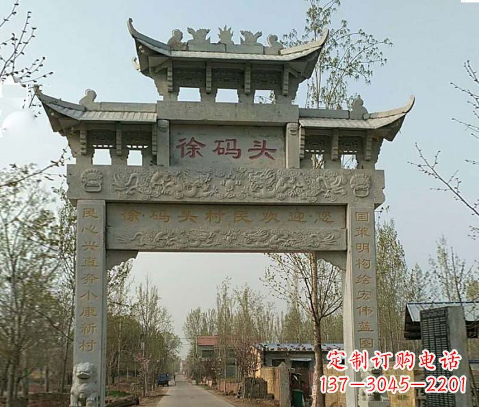 张家口精美纯手工大理石牌坊雕塑