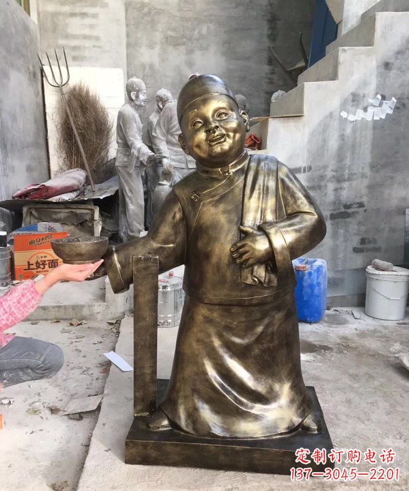 张家口店小二铜雕——精美精致的人物雕塑