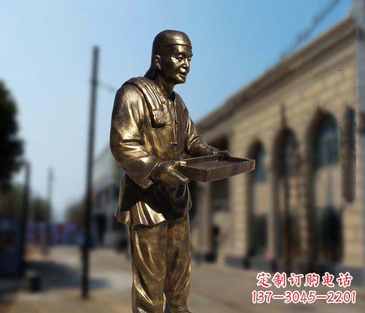 张家口古典神秘的店小二人物铜雕