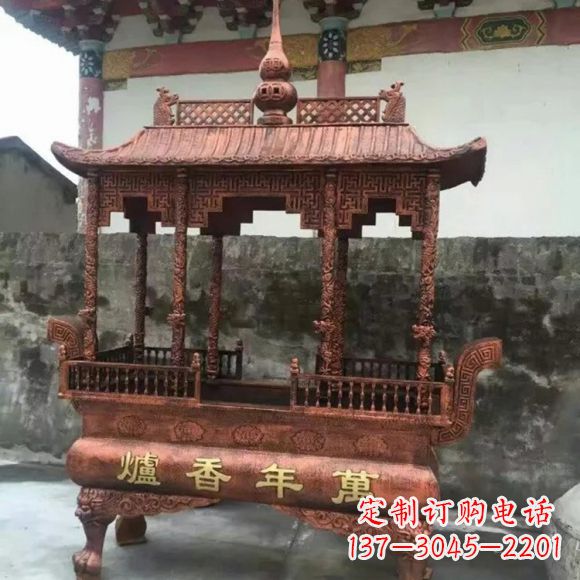 张家口雕刻蝙蝠铜香炉