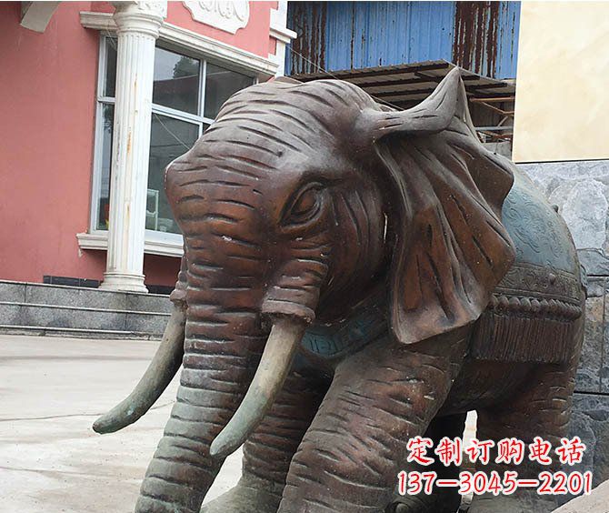 张家口动物大象公园铜雕摆件