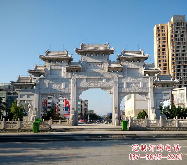 张家口锻铜雕塑 人物雕塑石雕牌坊