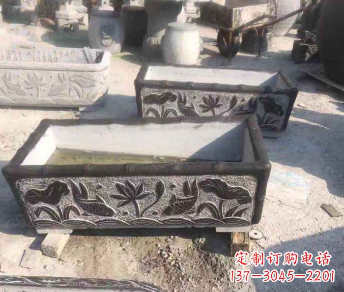 张家口精美仿古石水缸雕塑