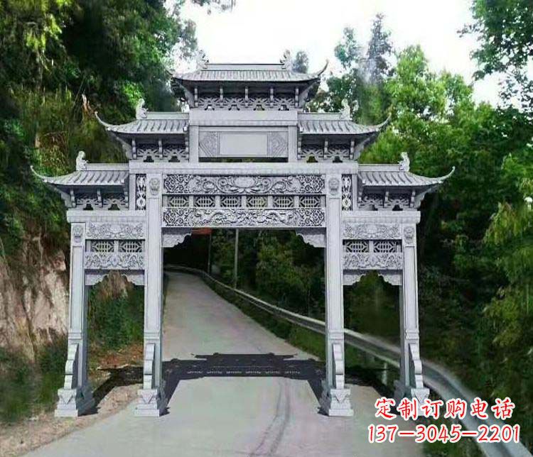 张家口仿古三门牌坊石雕