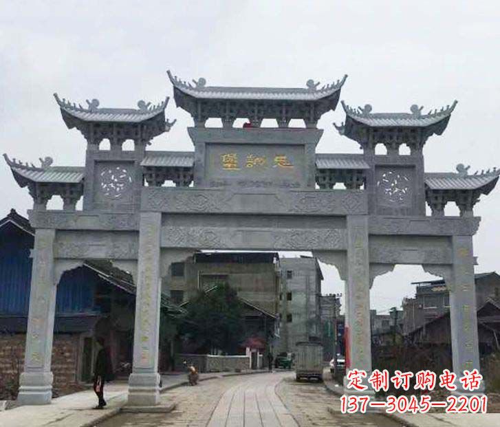 张家口仿古三门五楼牌坊石雕