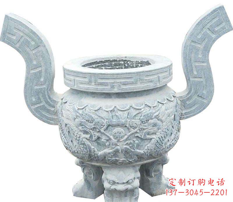 张家口仿古三足香炉石雕
