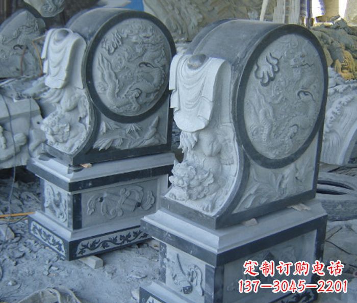 张家口仿古石门墩招财抱鼓石雕塑