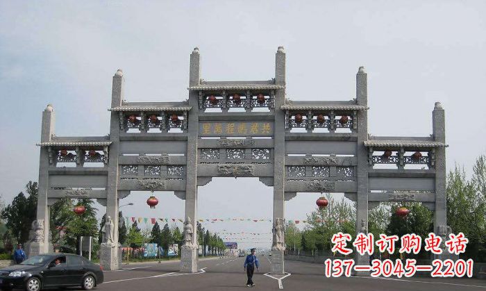 张家口精美仿古石雕牌坊雕塑