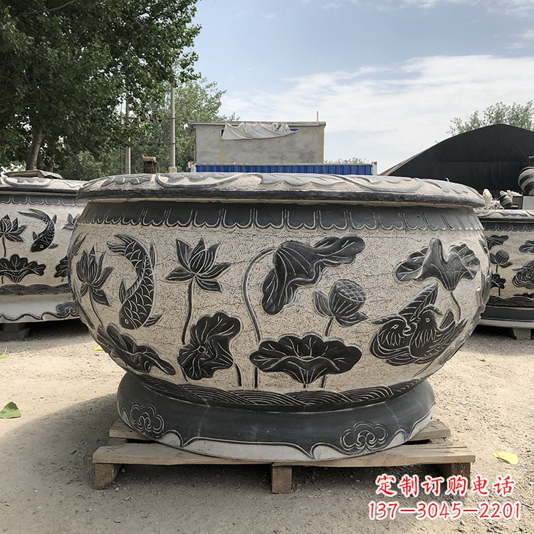 张家口精美仿古花盆雕塑