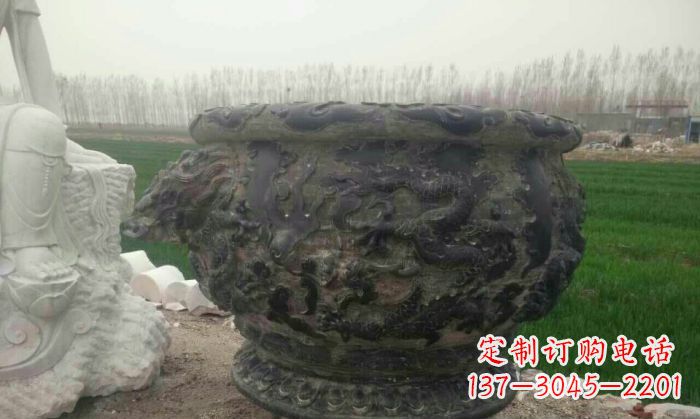 张家口仿古圆形水缸石雕 (2)