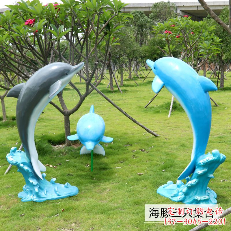 张家口精致仿真玻璃钢海豚雕塑