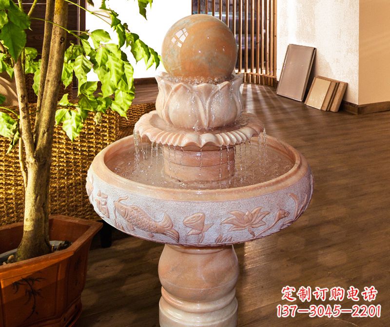 张家口浑然天成的风水球石雕