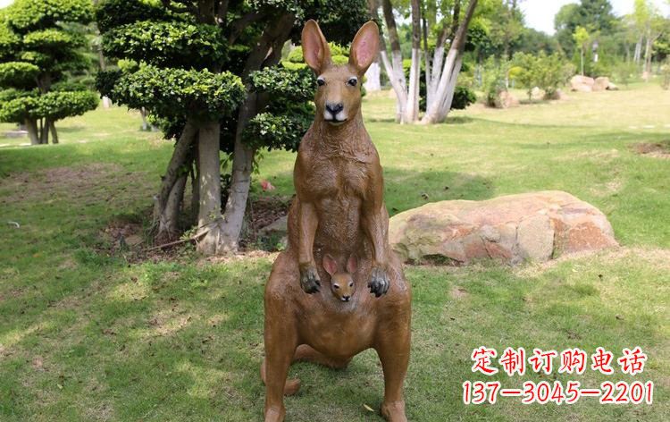 张家口公园玻璃钢仿真袋鼠雕塑