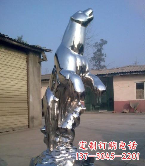 张家口公园不锈钢抽象北极熊动物雕塑