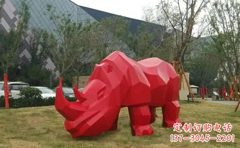 张家口摩洛哥高端不锈钢犀牛雕塑