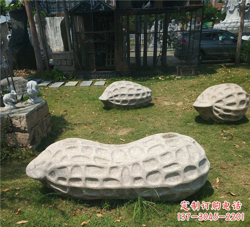 张家口精美大理石花生雕塑
