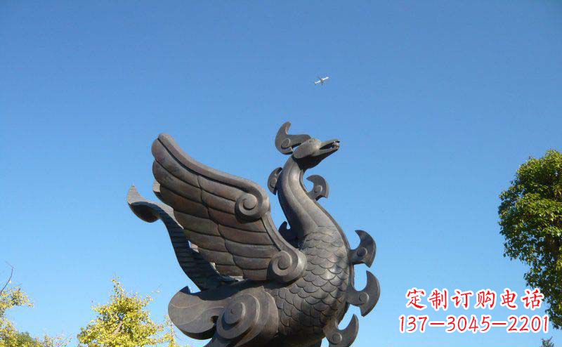 张家口公园凤凰景观铜雕