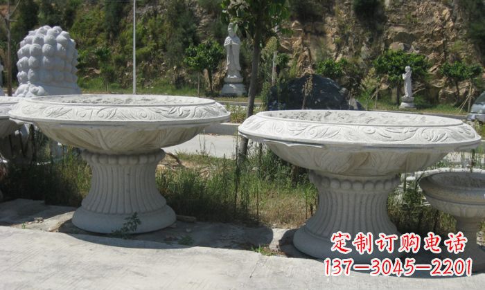 张家口公园景观大理石花盆雕塑