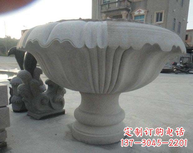 张家口公园景观大理石花盆石雕 (3)