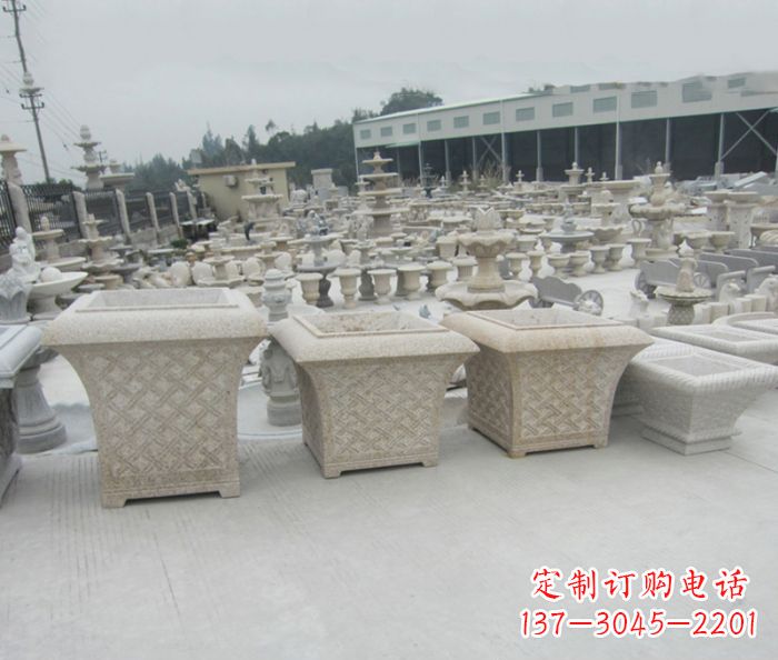 张家口优雅花盆大理石雕塑