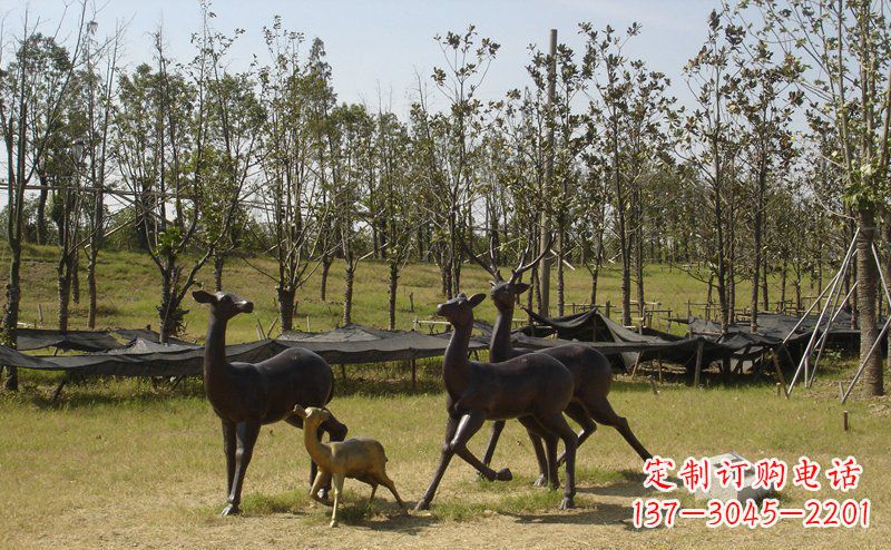 张家口优雅雕塑-梅花鹿铜雕