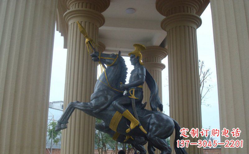 张家口公园骑马的罗马士兵人物铜雕