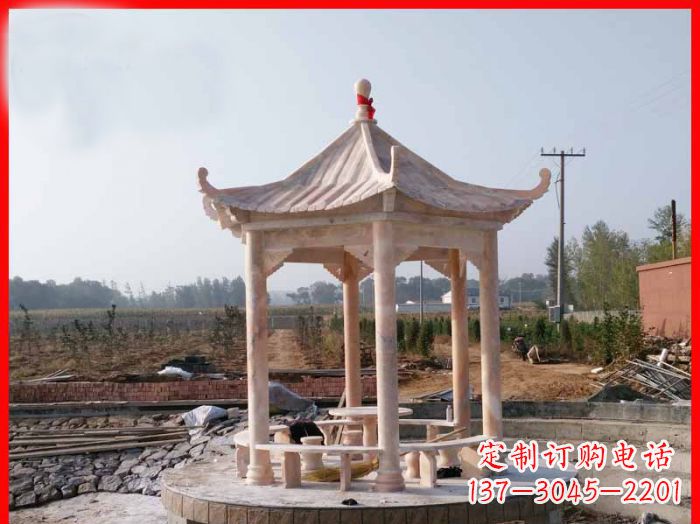 张家口享受晚霞红,迎接舒适凉亭雕塑