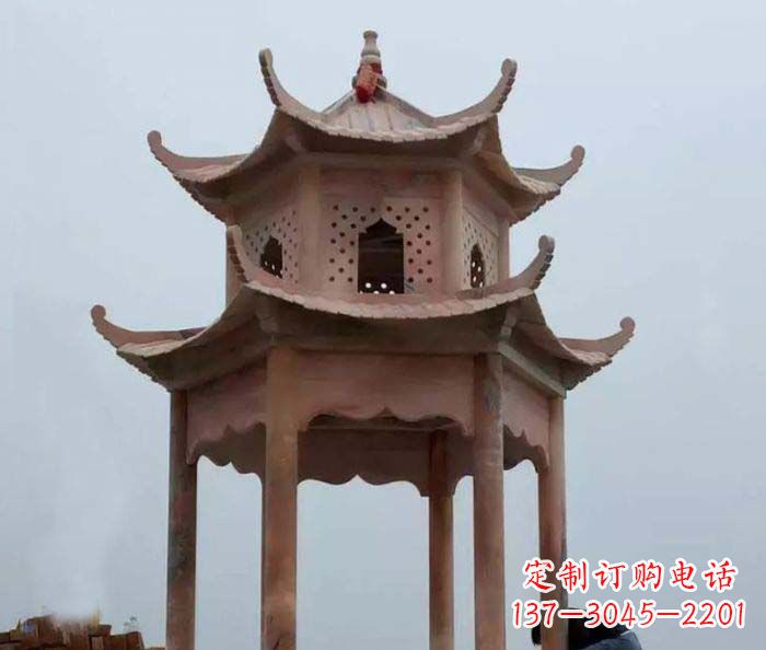 张家口中领雕塑双层六角石雕凉亭