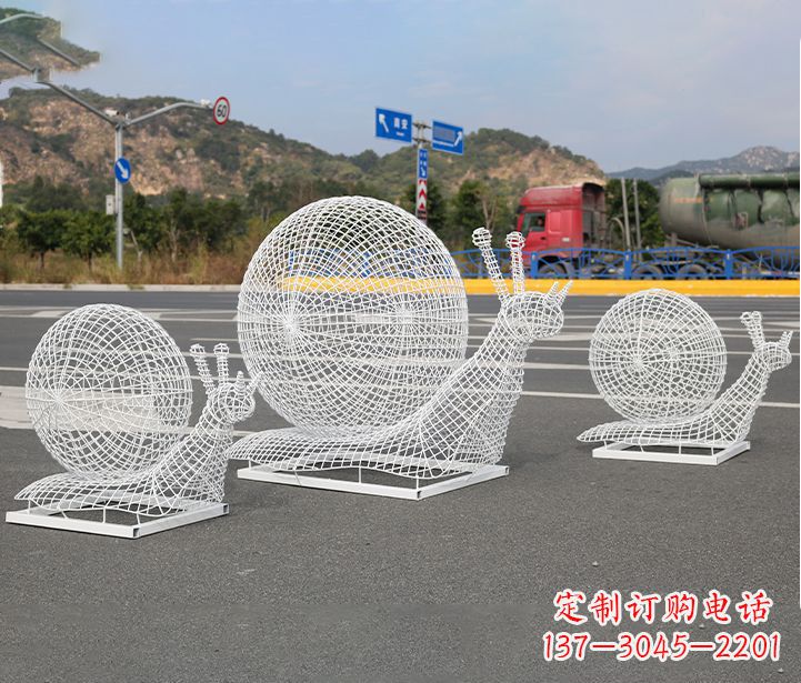 张家口公园蜗牛镂空不锈钢雕塑