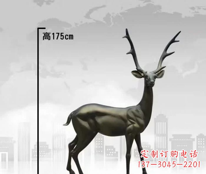 张家口公园小鹿铜雕 (3)