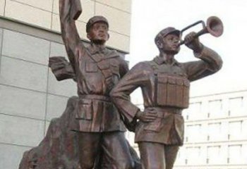 张家口革命精神熠熠冲锋号铜雕