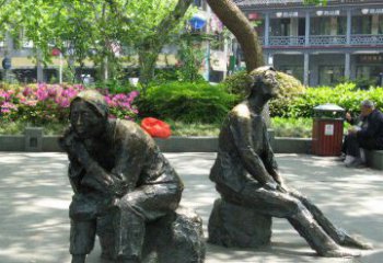 张家口充满深情的老人铜雕
